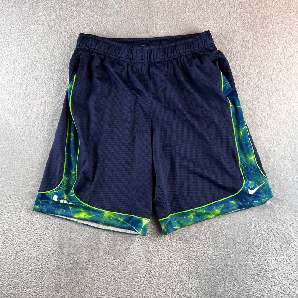 Nike Dri-FIT Basketball Shorts Mens Medium Navy Blue Neon Green 642048-411